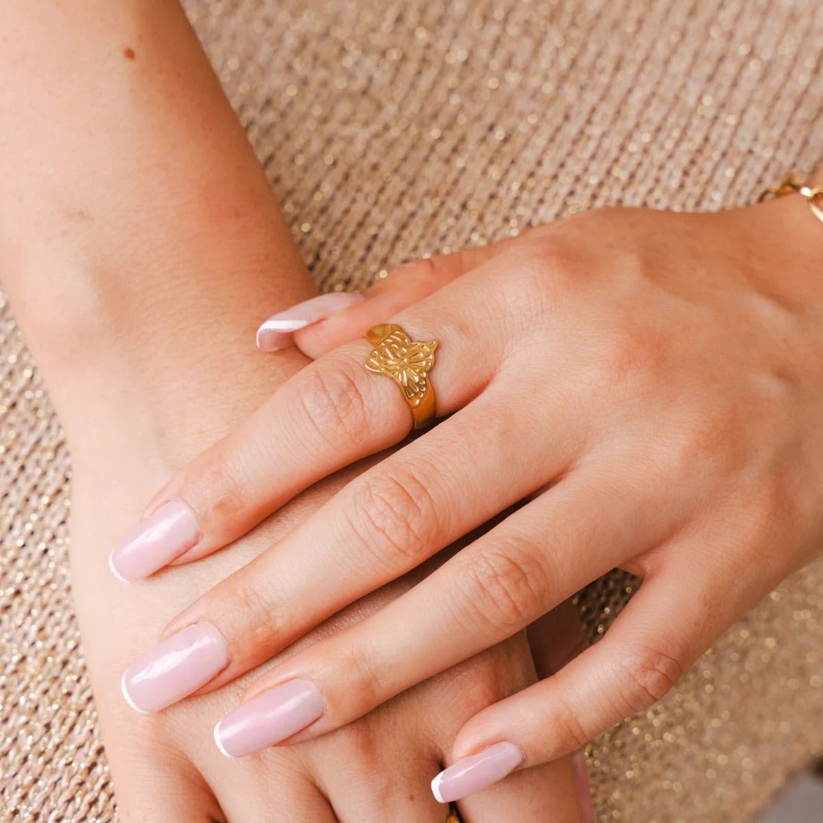 Flora Adjustable Ring 18k Gold Plated