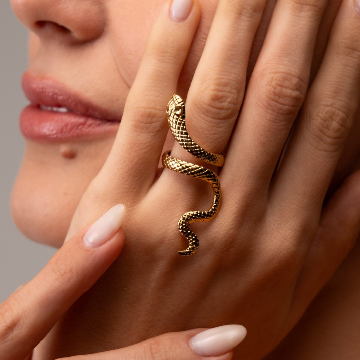 Serpent Adjustable Ring 18k Gold Plated