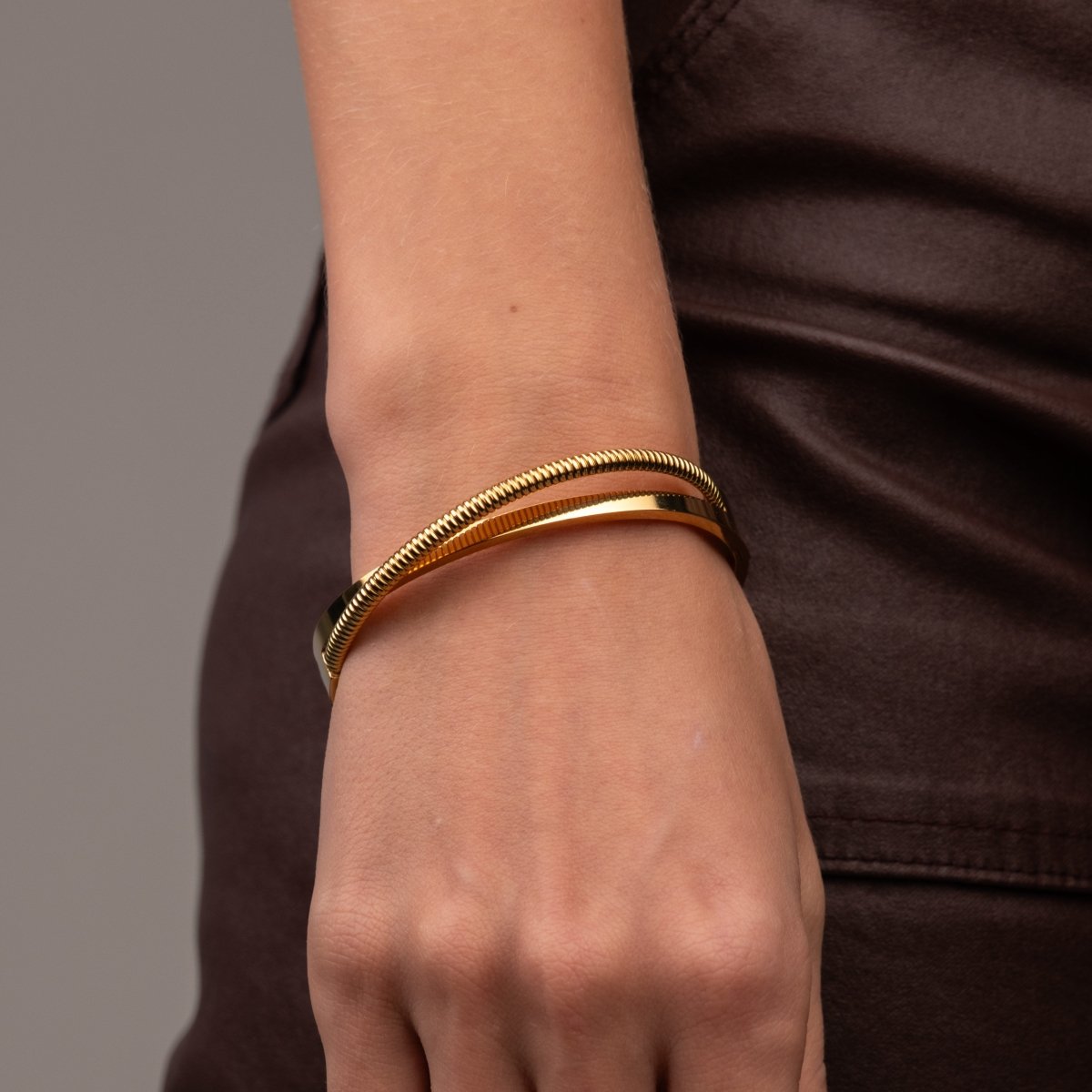 Double Harmony Bangle - 18k Gold Plated
