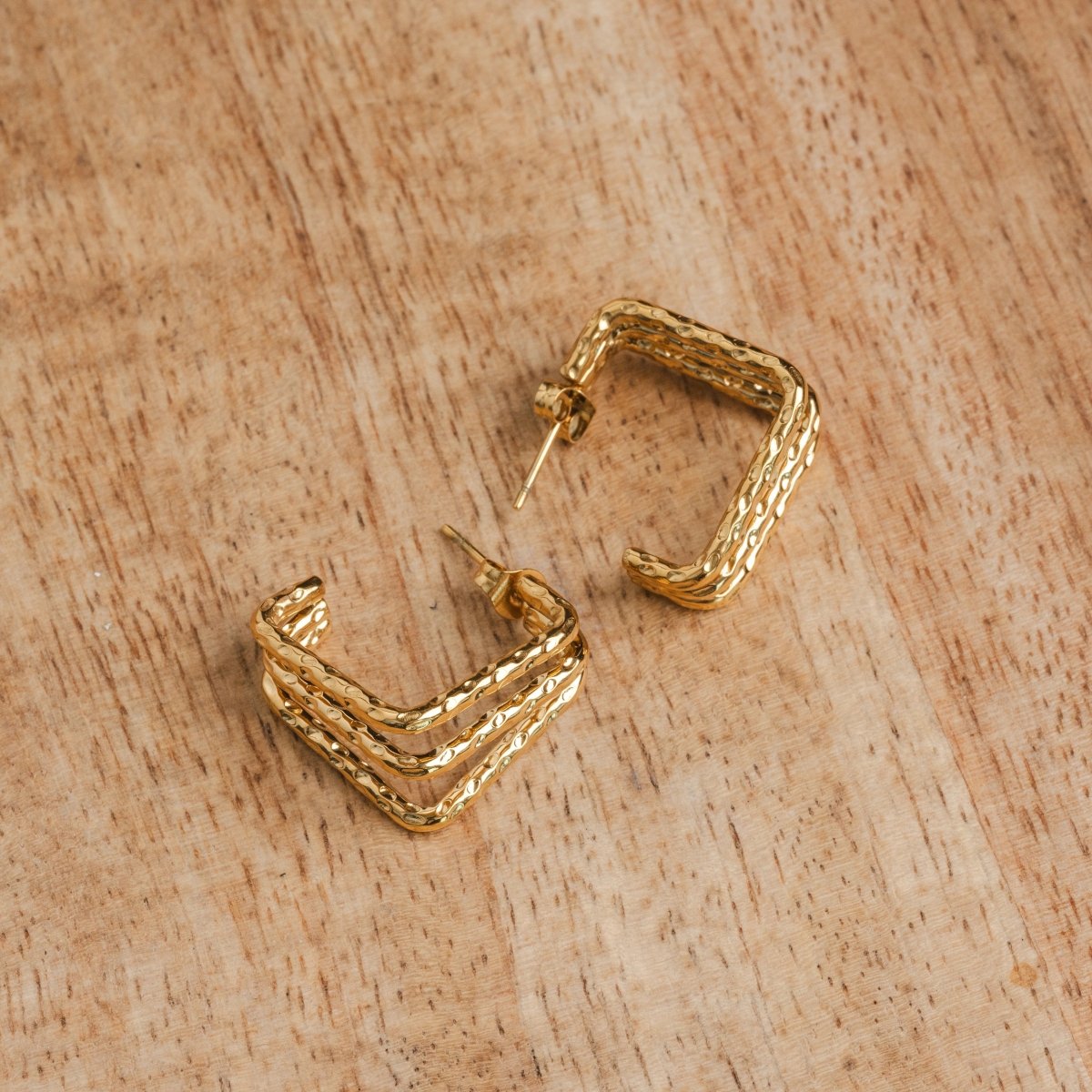 Amelie Triple Section Earrings - 18k Gold Plated
