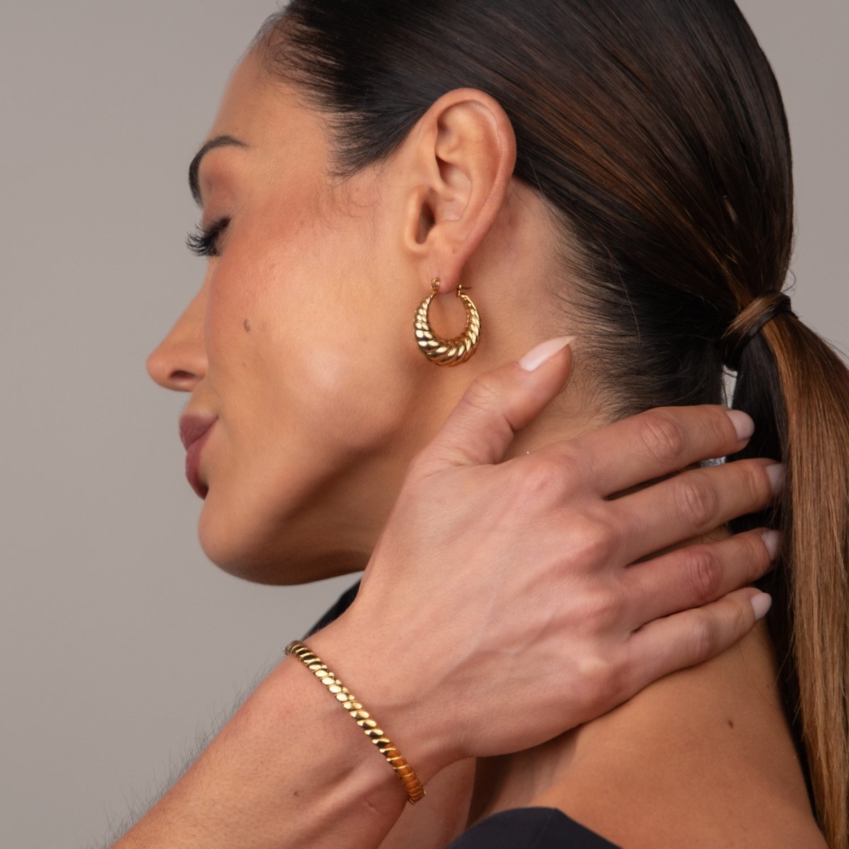 Croissant Hoop Earrings 18k Gold Plated