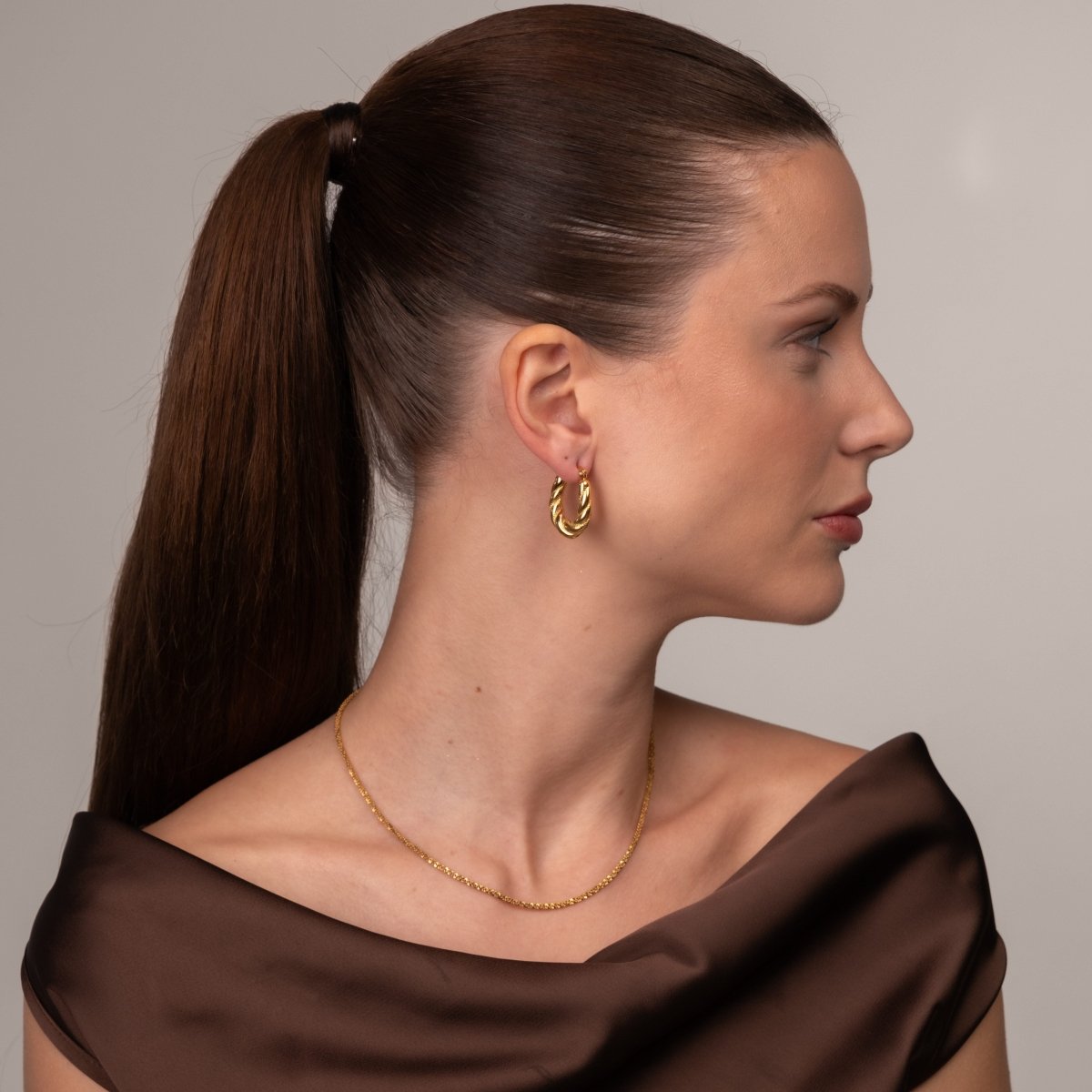 Twisted Hoop Earrings 18k Gold Plated