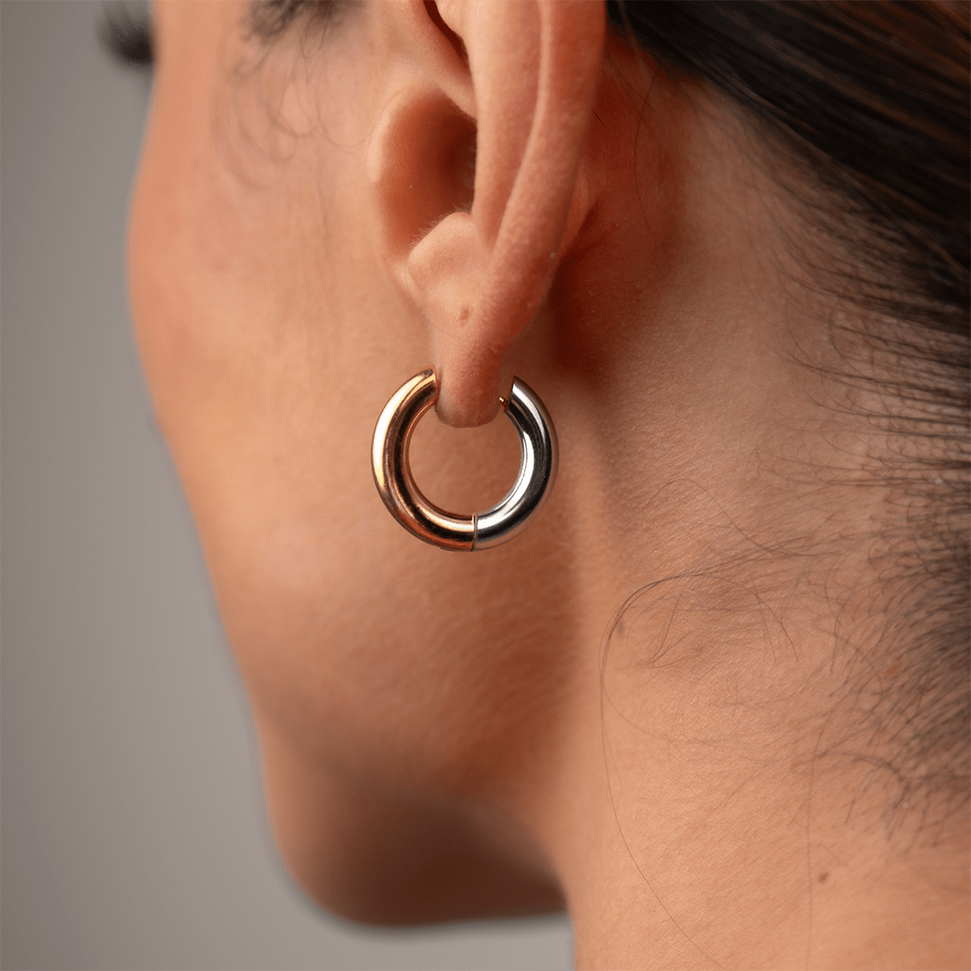 Contrast Hoop Earrings - 18k Gold Plated
