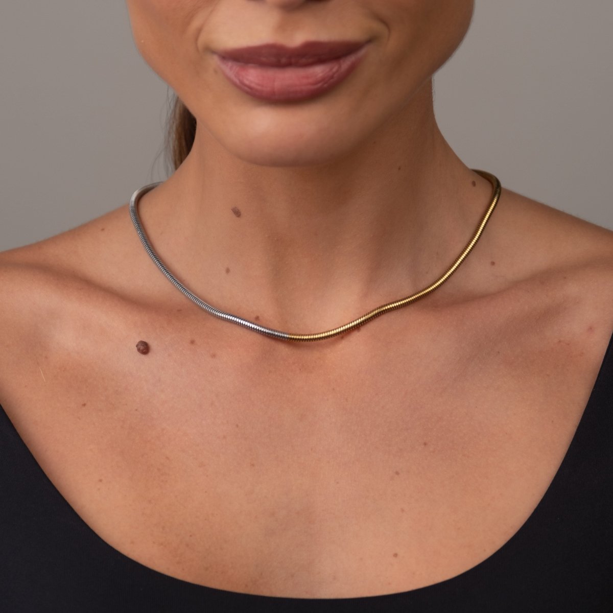 Contrast Mesh Necklace 18k Gold Plated