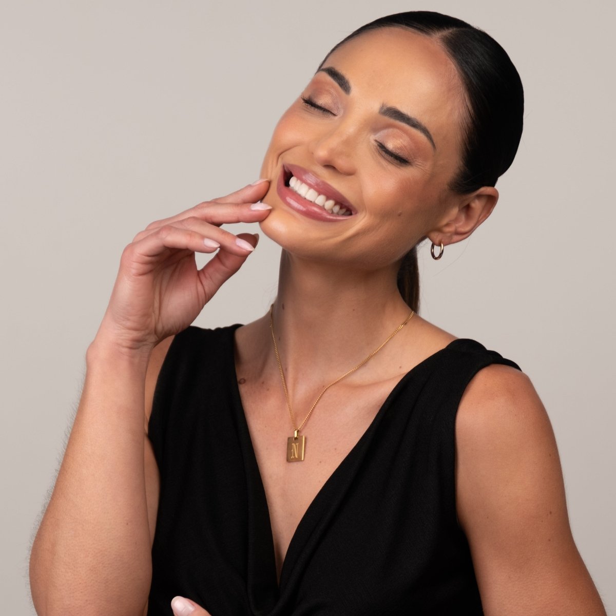 Modern Initial Letter Necklace 18k Gold Plated