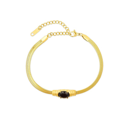 Onyx Stone Mesh Bracelet 18k Gold Plated