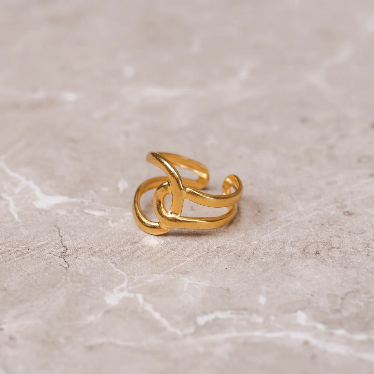 Abstract Links Adjustable Ring 18k Gold Plated
