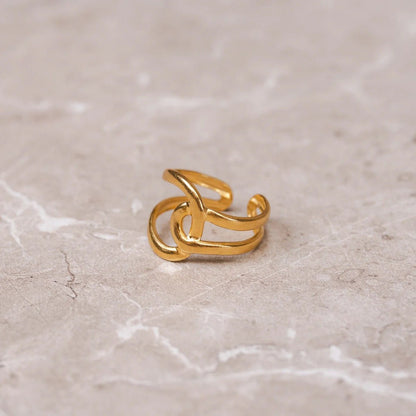 Abstract Links Adjustable Ring 18k Gold Plated