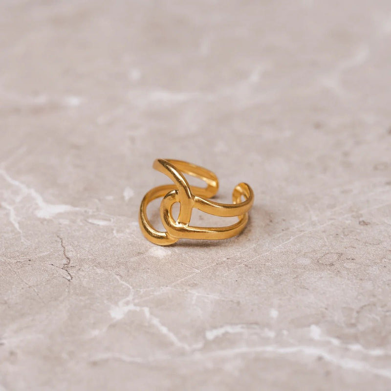 Abstract Links Adjustable Ring 18k Gold Plated