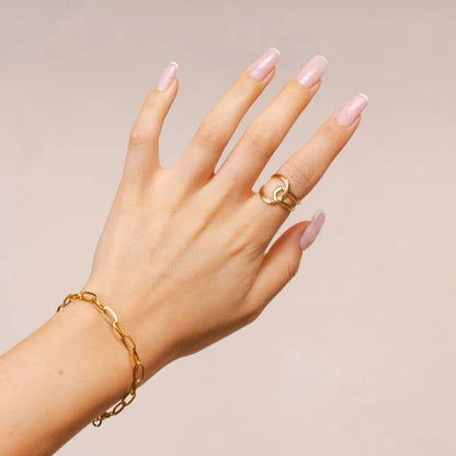 Abstract Links Adjustable Ring 18k Gold Plated