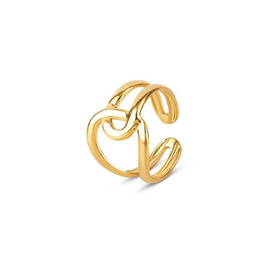 Abstract Links Adjustable Ring 18k Gold Plated