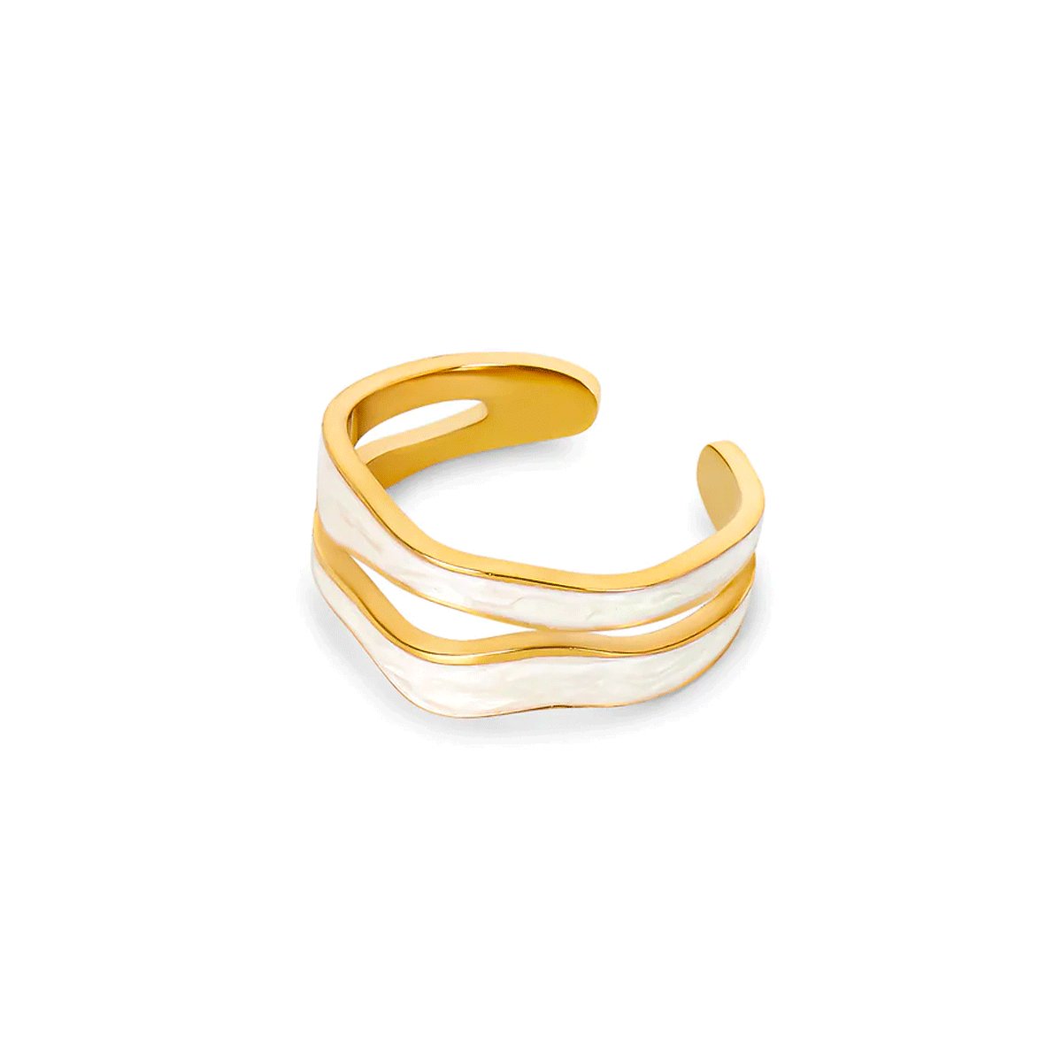Adjustable Abstract Mother-of-Pearl Ring 18k Gold Plated