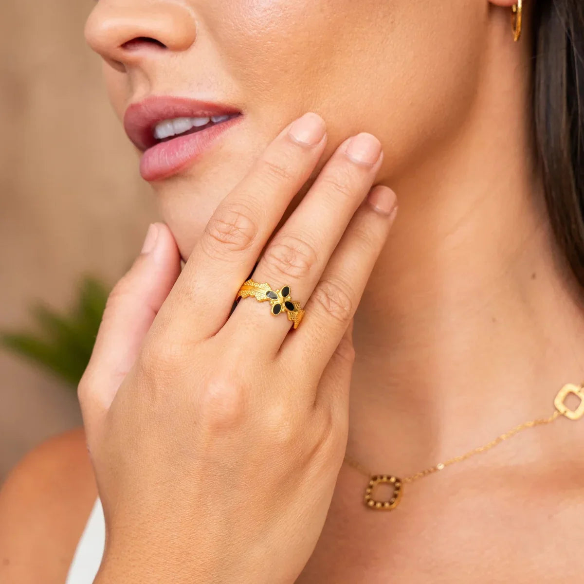 Blossom Adjustable Ring - 18k Gold Plated
