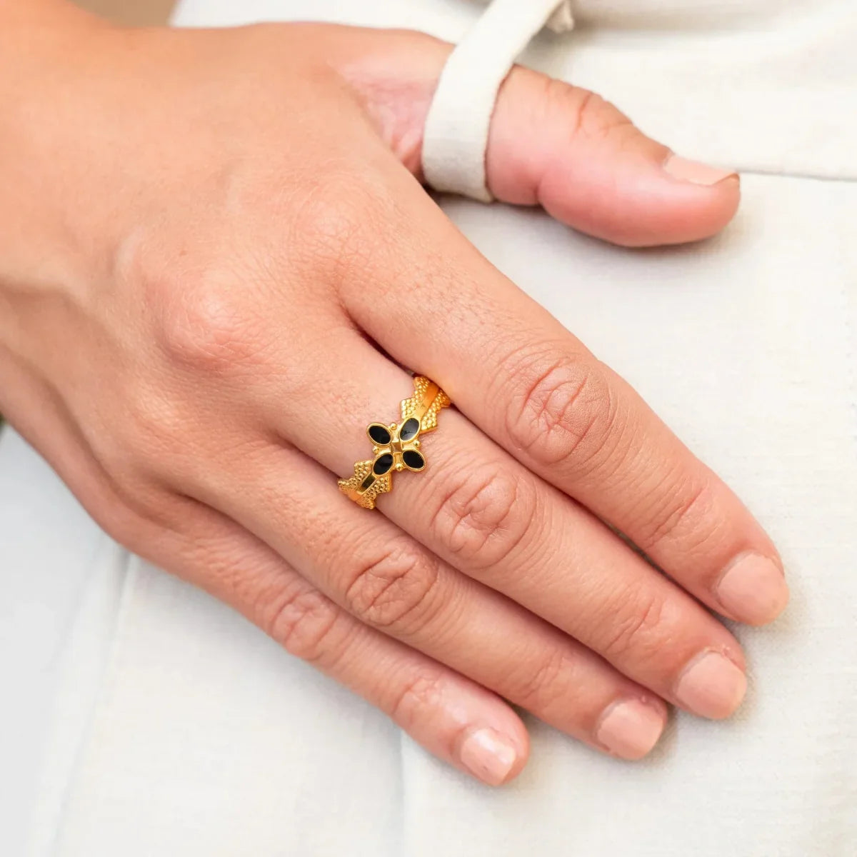 Blossom Adjustable Ring - 18k Gold Plated
