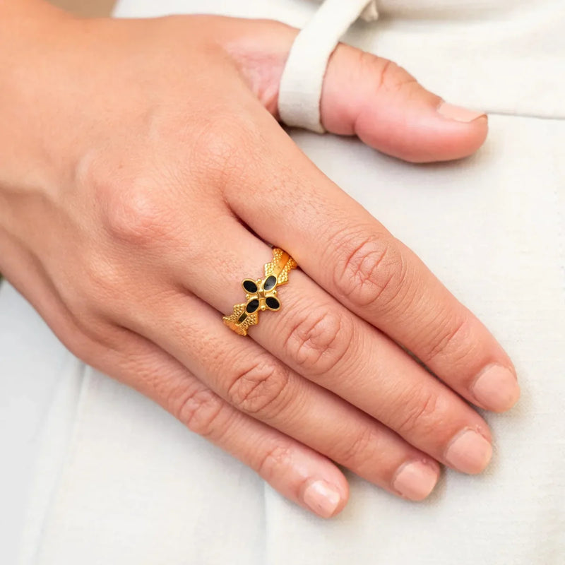 Blossom Adjustable Ring - 18k Gold Plated