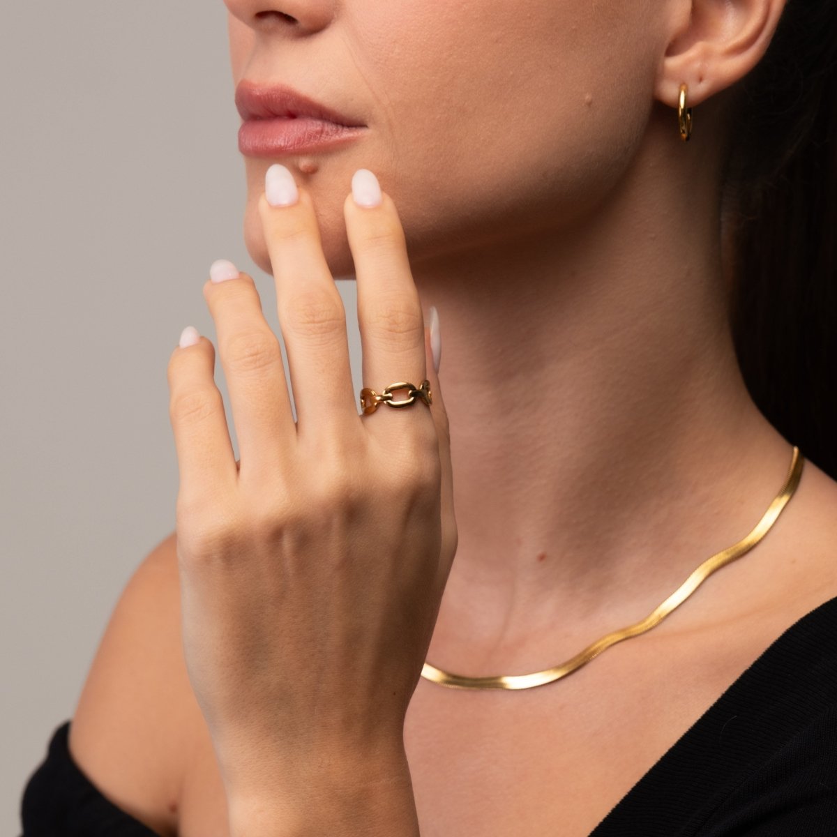 Link Adjustable 18k Gold Plated Ring