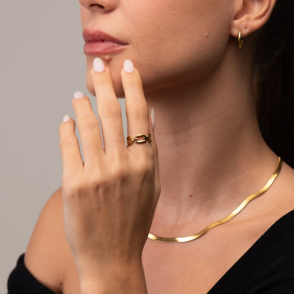 Link Adjustable 18k Gold Plated Ring