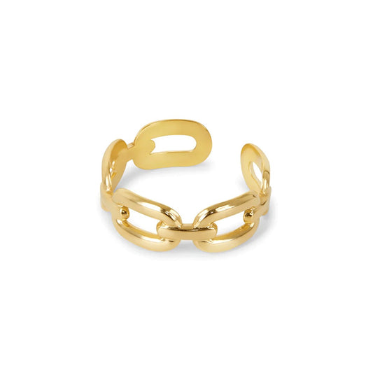 Link Adjustable 18k Gold Plated Ring