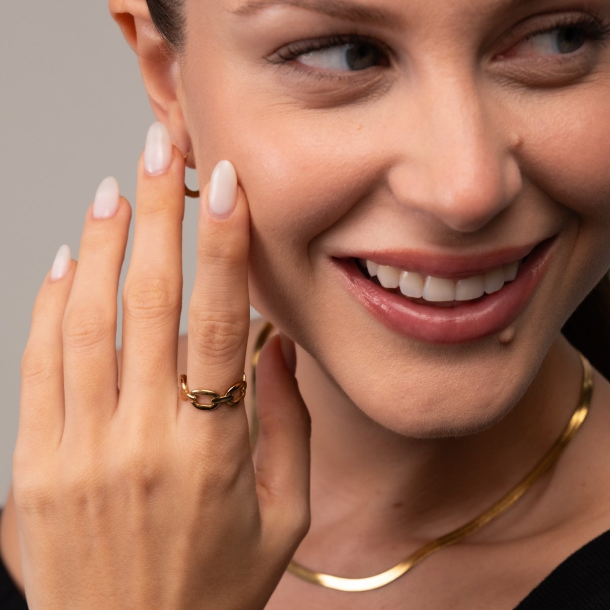 Link Adjustable 18k Gold Plated Ring