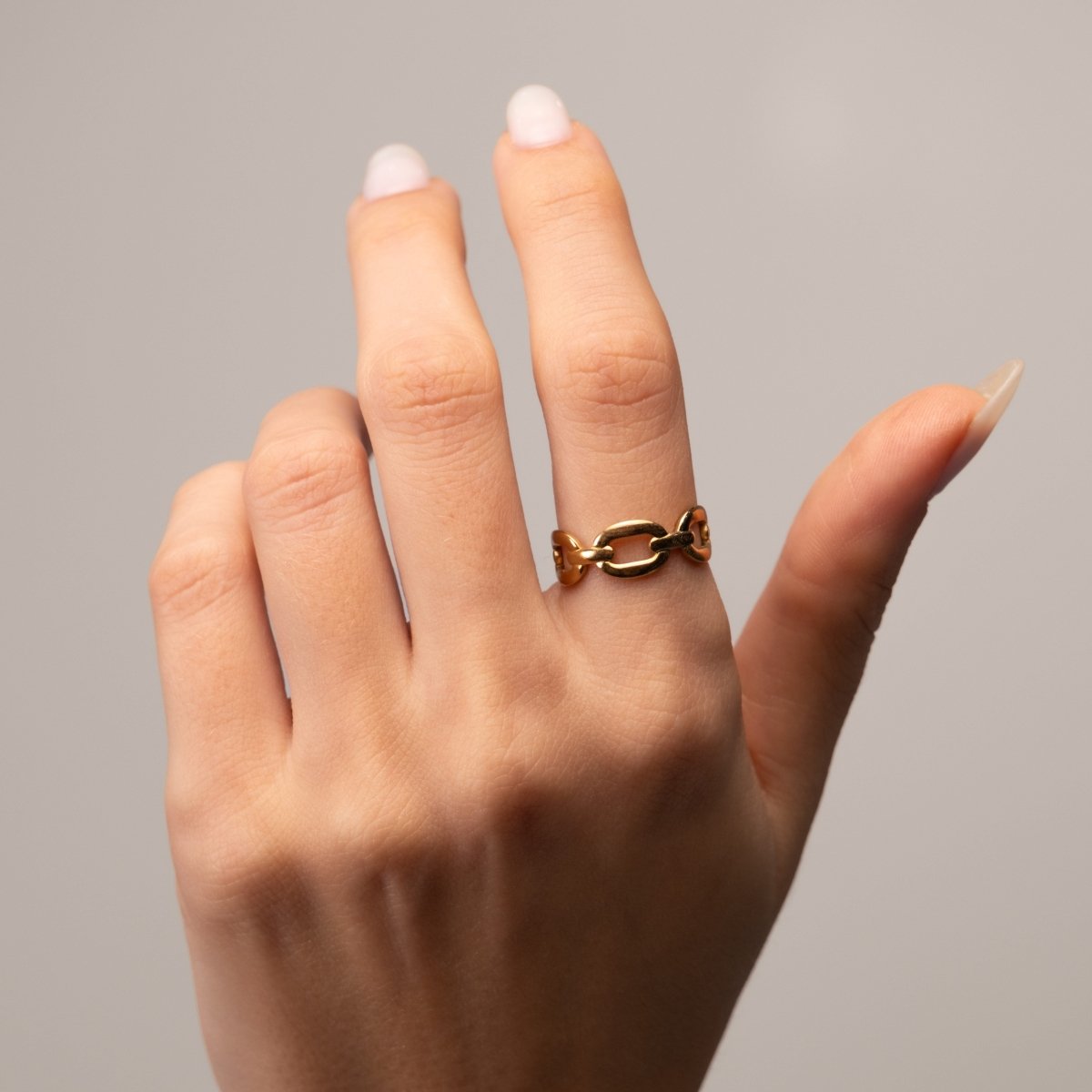 Link Adjustable 18k Gold Plated Ring