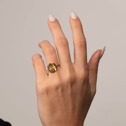 Nautical Star Adjustable Ring - 18k Gold Plated