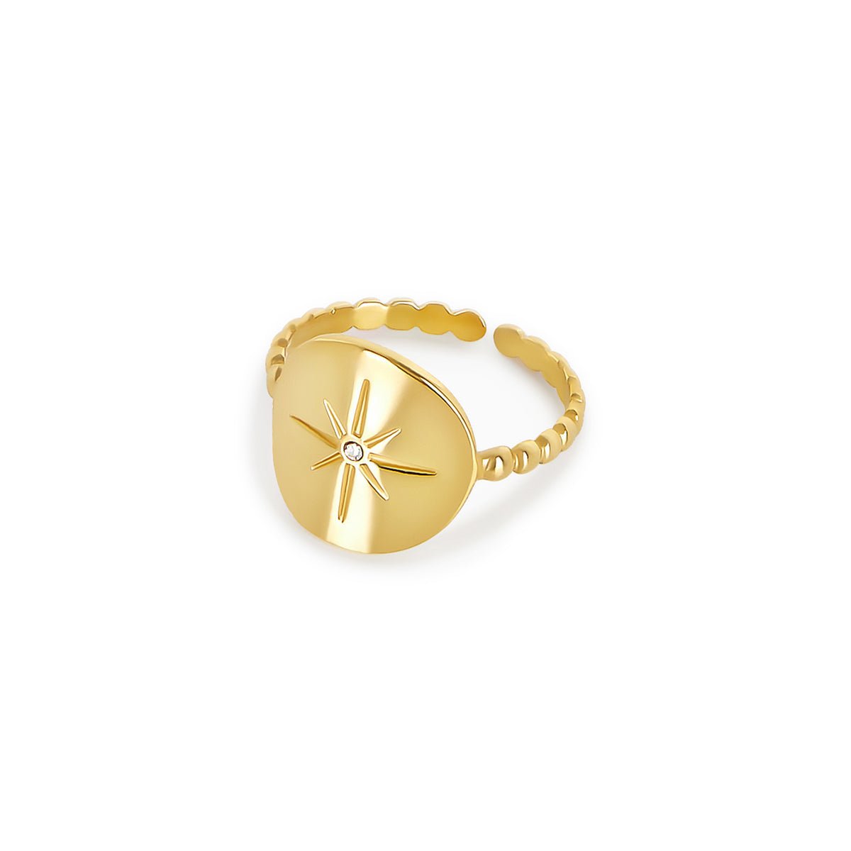 Nautical Star Adjustable Ring - 18k Gold Plated
