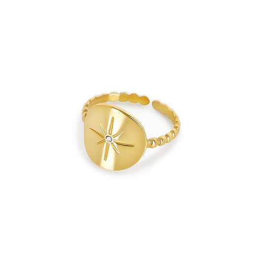 Nautical Star Adjustable Ring - 18k Gold Plated