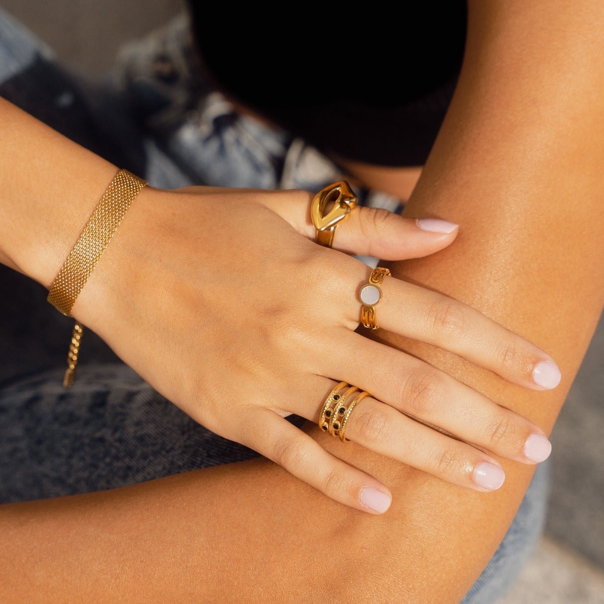 Melina Adjustable 18k Gold Plated Ring