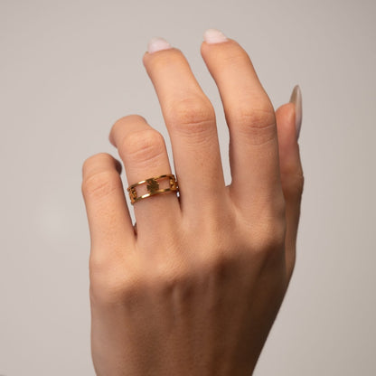 Openwork Clover Adjustable Ring - 18k Gold Plated