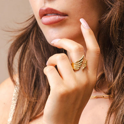 Wings of Freedom Adjustable Ring 18k Gold Plated