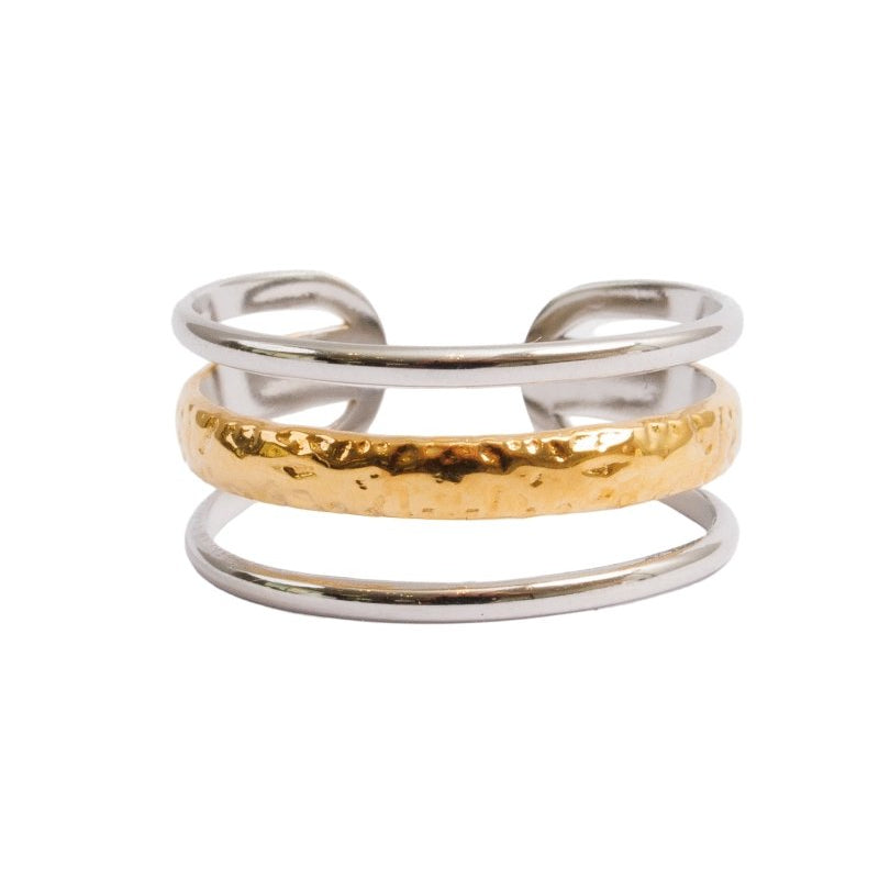 Aura Adjustable Ring Gold and Silver Two-Tone