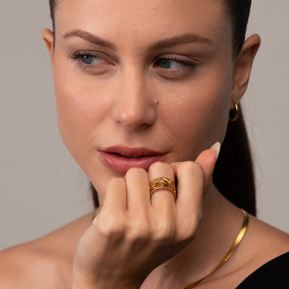 Botanical Adjustable Ring 18k Gold Plated