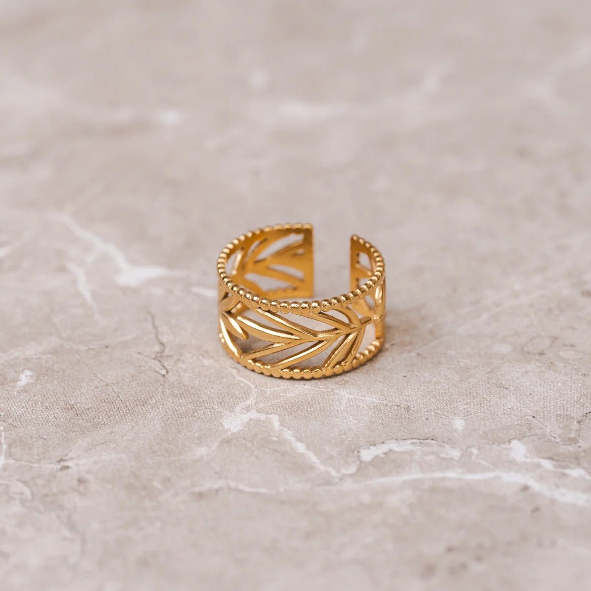 Botanical Adjustable Ring 18k Gold Plated