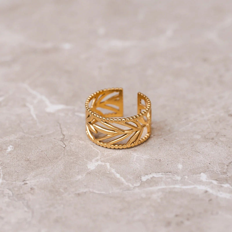 Botanical Adjustable Ring 18k Gold Plated