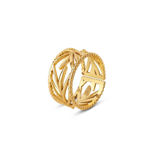 Botanical Adjustable Ring 18k Gold Plated