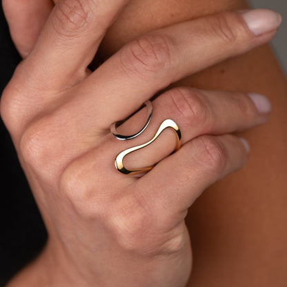 Contour Adjustable Ring Gold and Silver Two-Tone