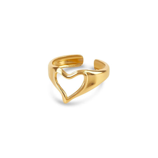 Abstract Heart Adjustable Ring 18k Gold Plated