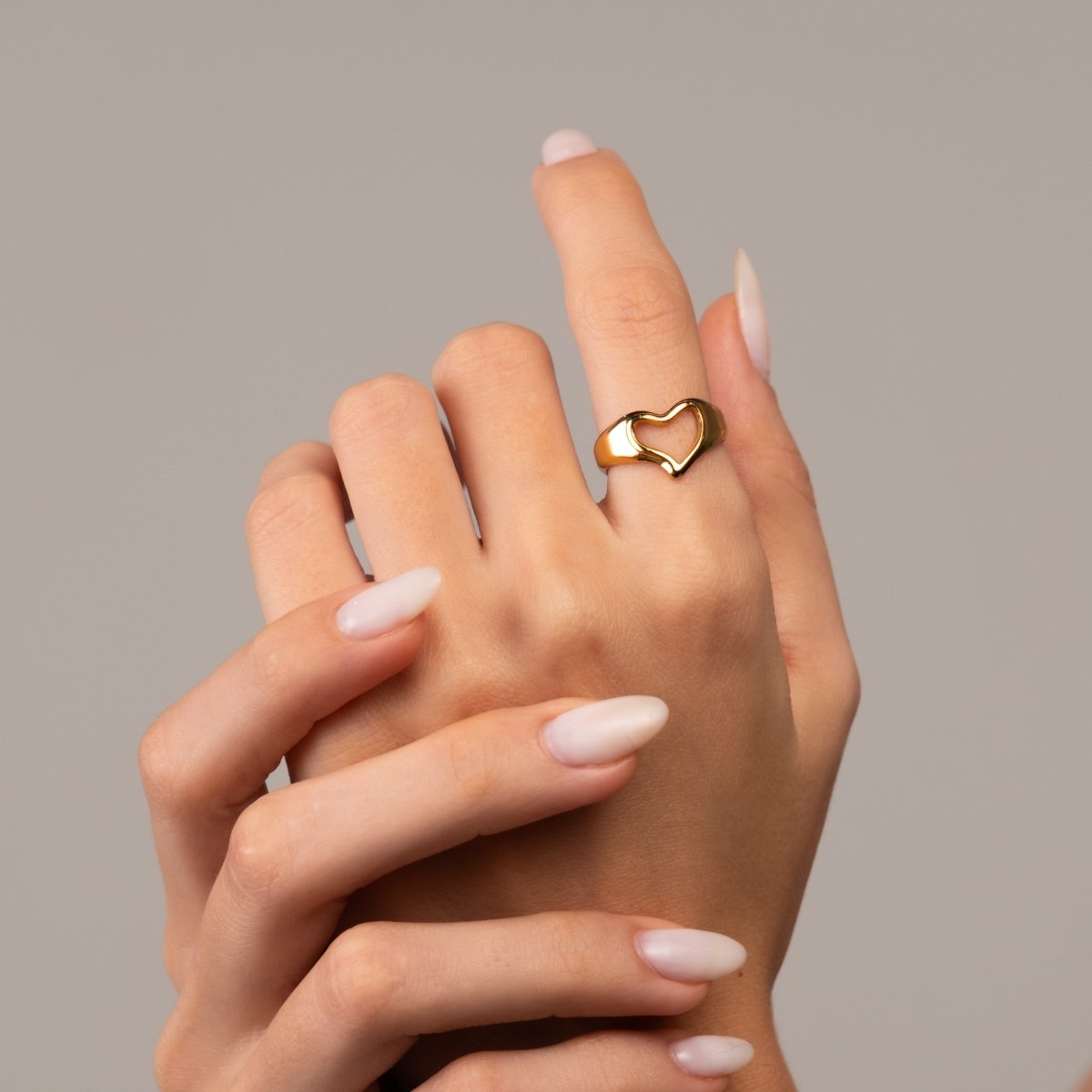 Abstract Heart Adjustable Ring 18k Gold Plated