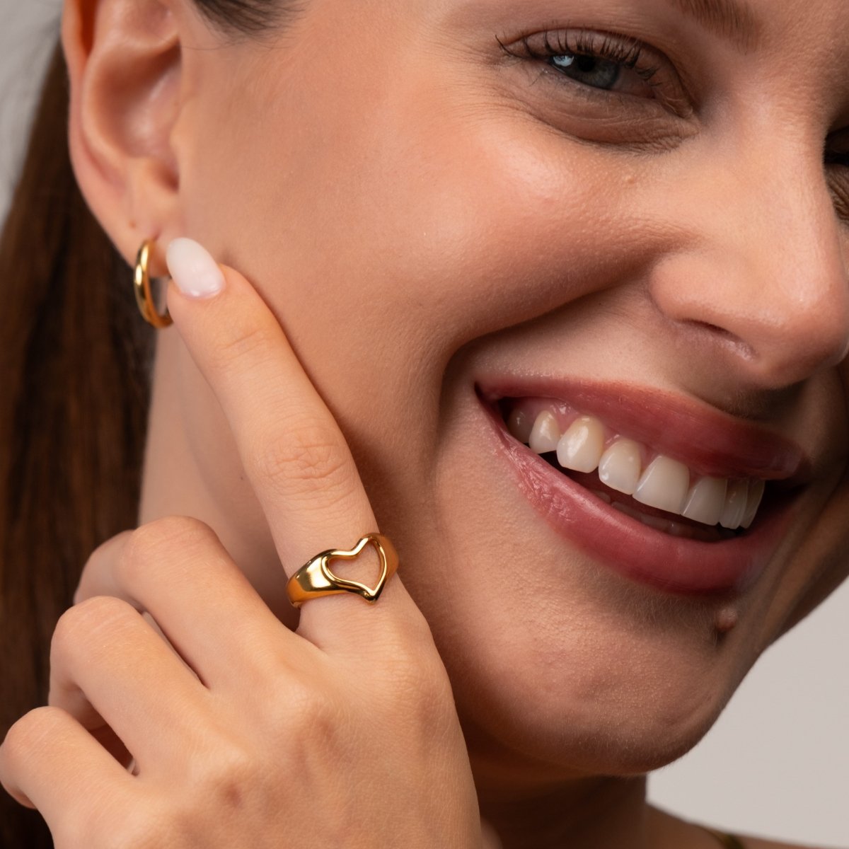 Abstract Heart Adjustable Ring 18k Gold Plated