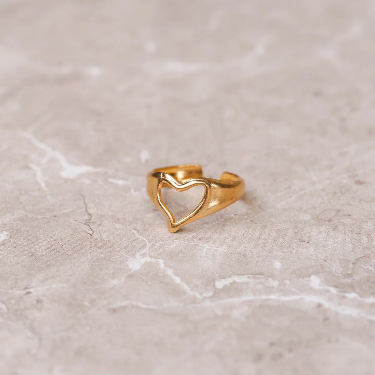 Abstract Heart Adjustable Ring 18k Gold Plated