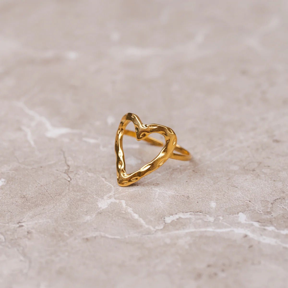 Organic Heart Adjustable Ring - 18k Gold Plated