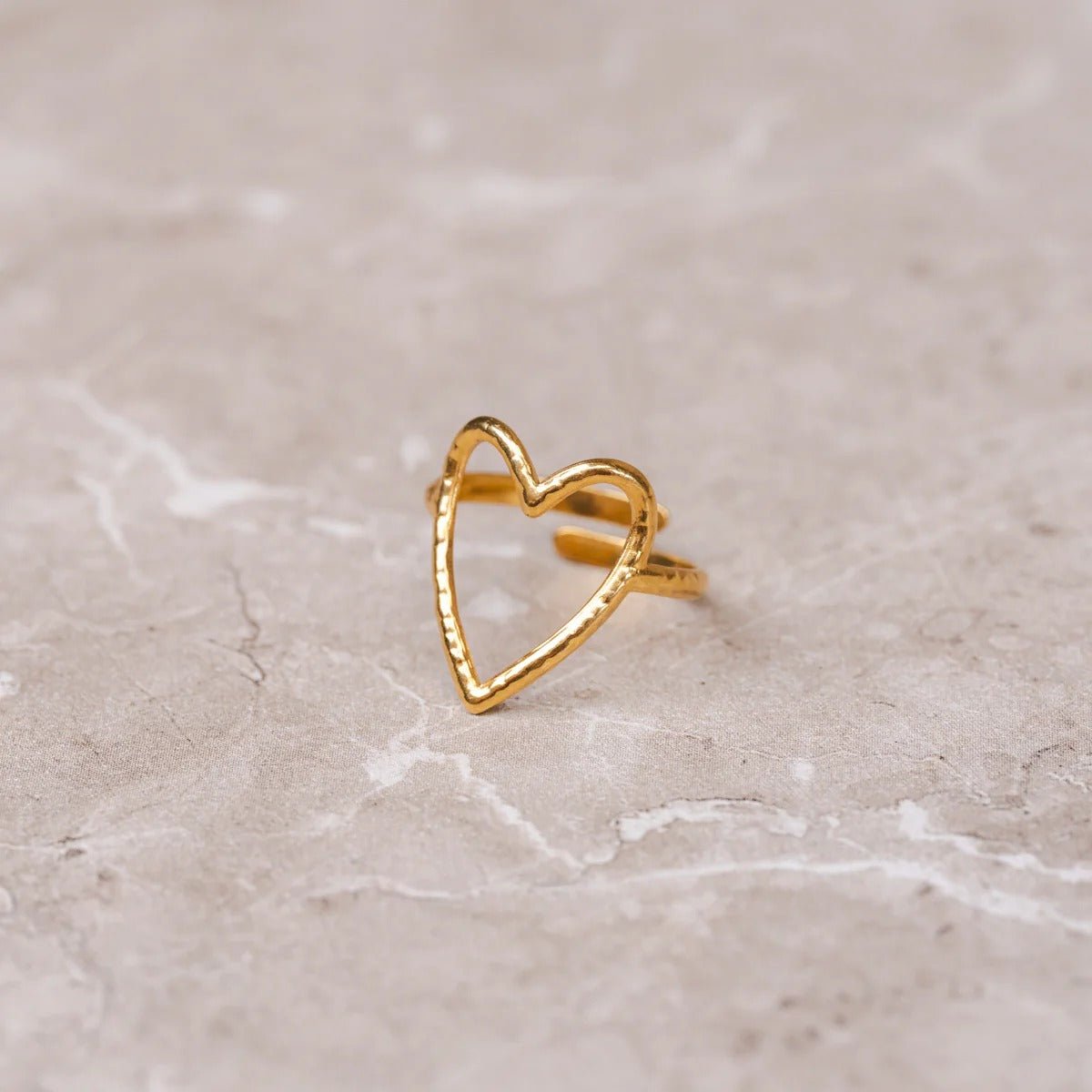 Openwork Heart Adjustable Ring 18k Gold Plated