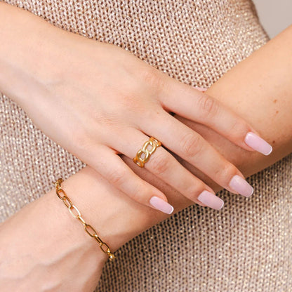 Bold Chain Adjustable Ring 18k Gold Plated