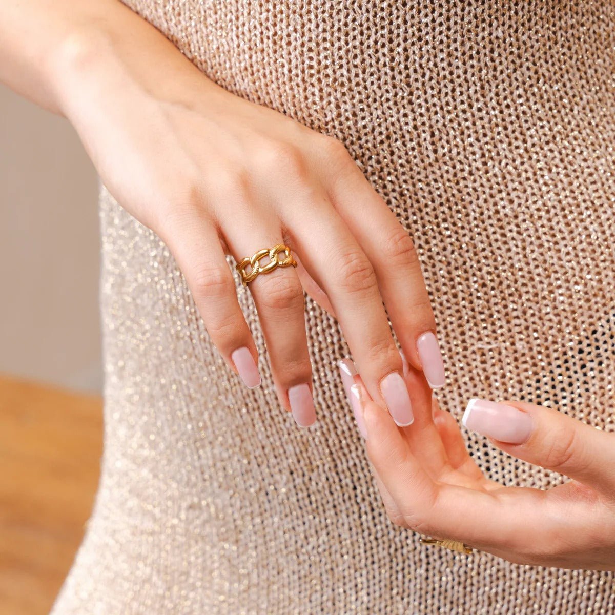 Bold Chain Adjustable Ring 18k Gold Plated