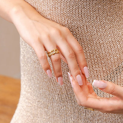 Bold Chain Adjustable Ring 18k Gold Plated