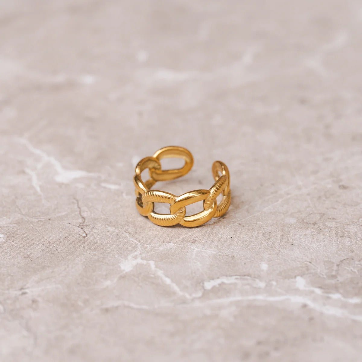Bold Chain Adjustable Ring 18k Gold Plated