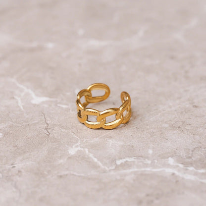 Bold Chain Adjustable Ring 18k Gold Plated
