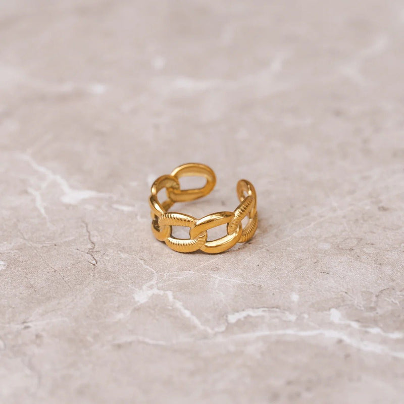Bold Chain Adjustable Ring 18k Gold Plated