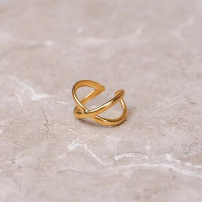 Minimal Crossover Adjustable Ring 18k Gold Plated
