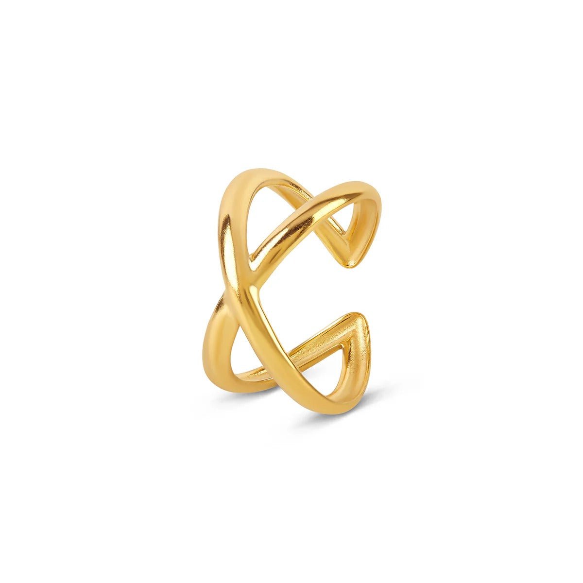 Minimal Crossover Adjustable Ring 18k Gold Plated